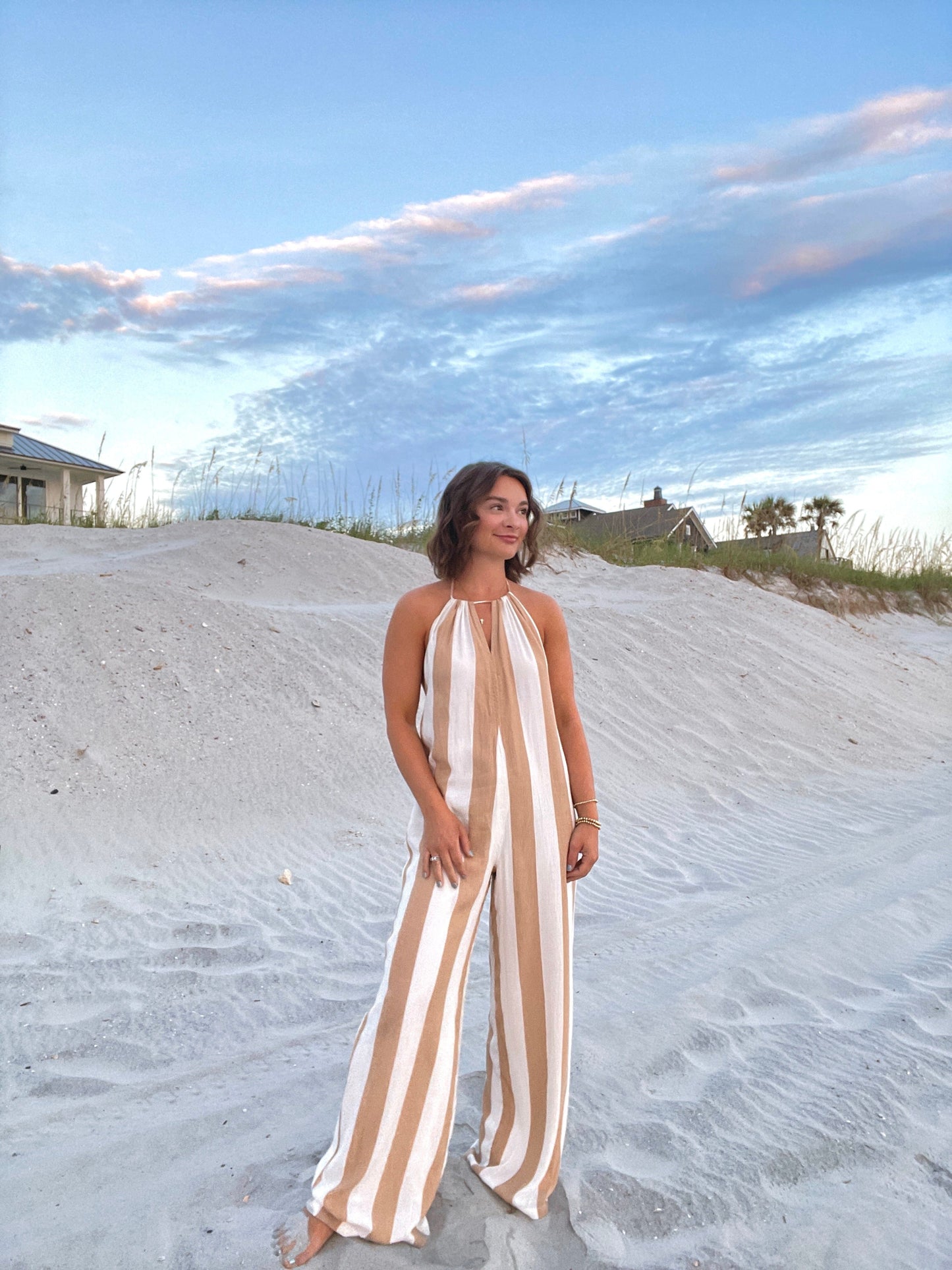 Tan Beach Jumpsuit