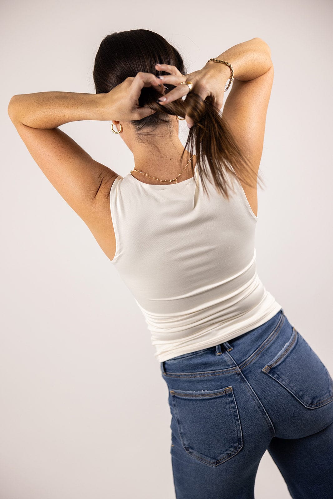 Ivory Scoop Neck Sleeveless Tank