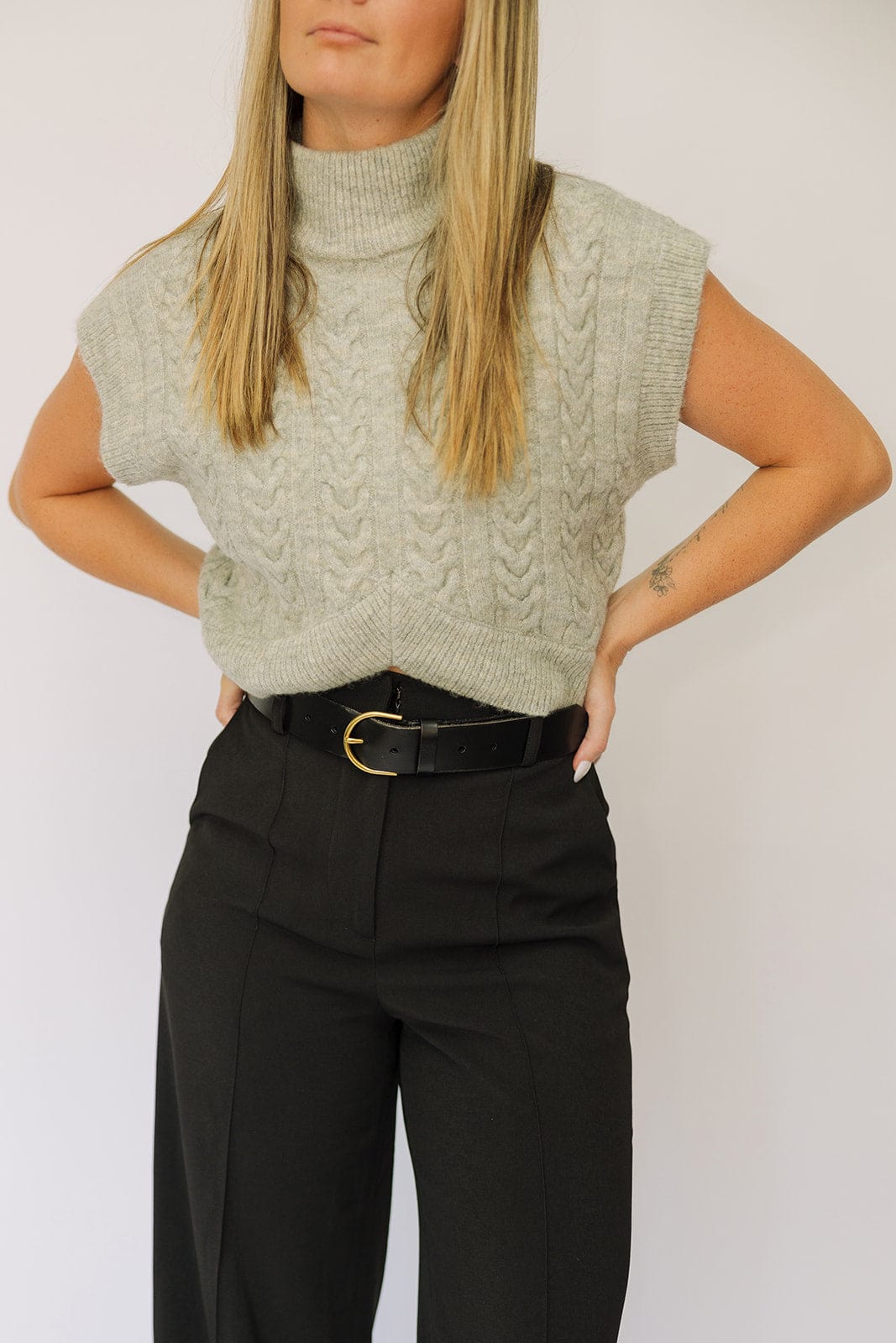 Mock Neck Cropped Sweater