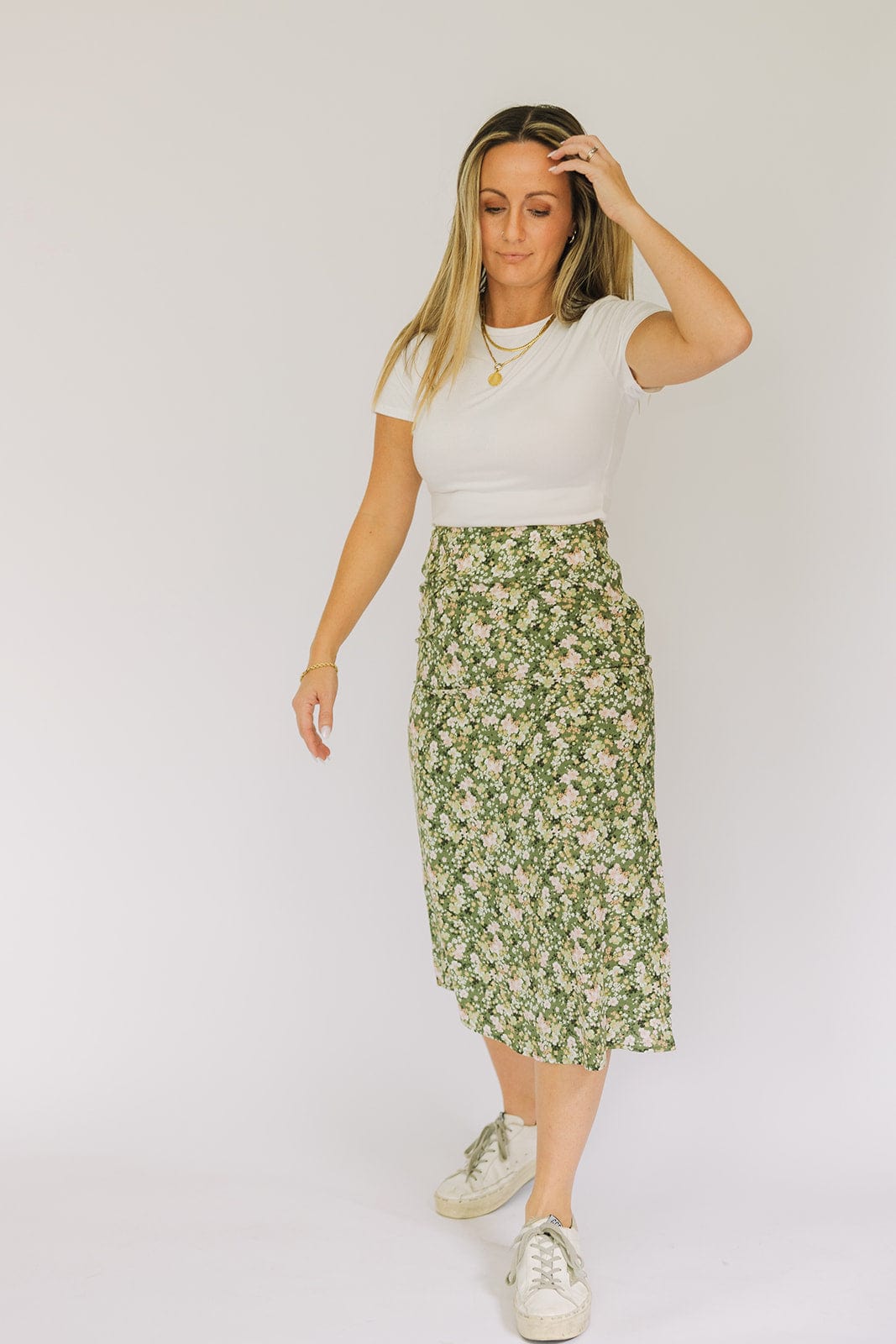 Autumn Florals Midi Skirt