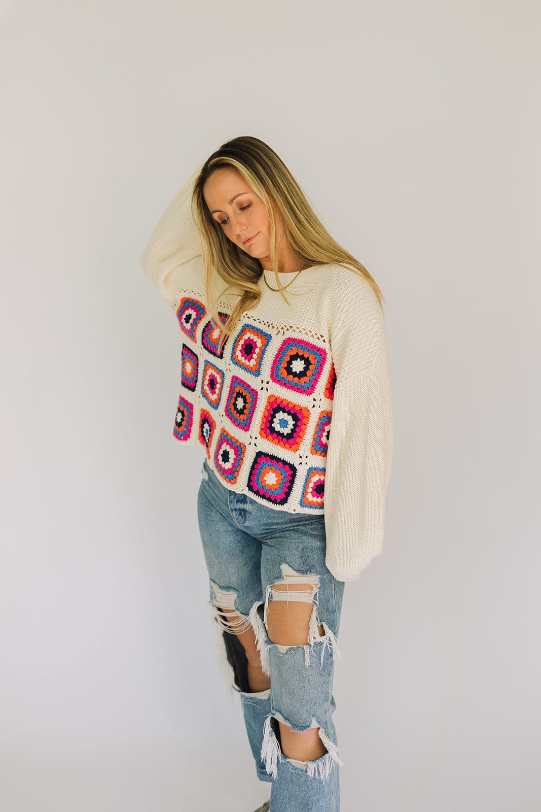 Color Pop Crochet Sweater