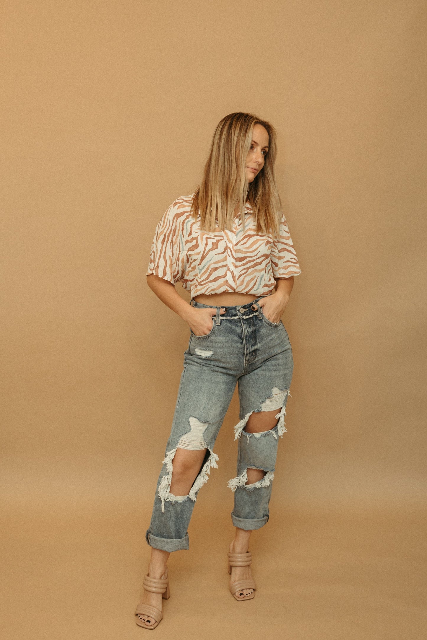 High rise boyfriend jeans